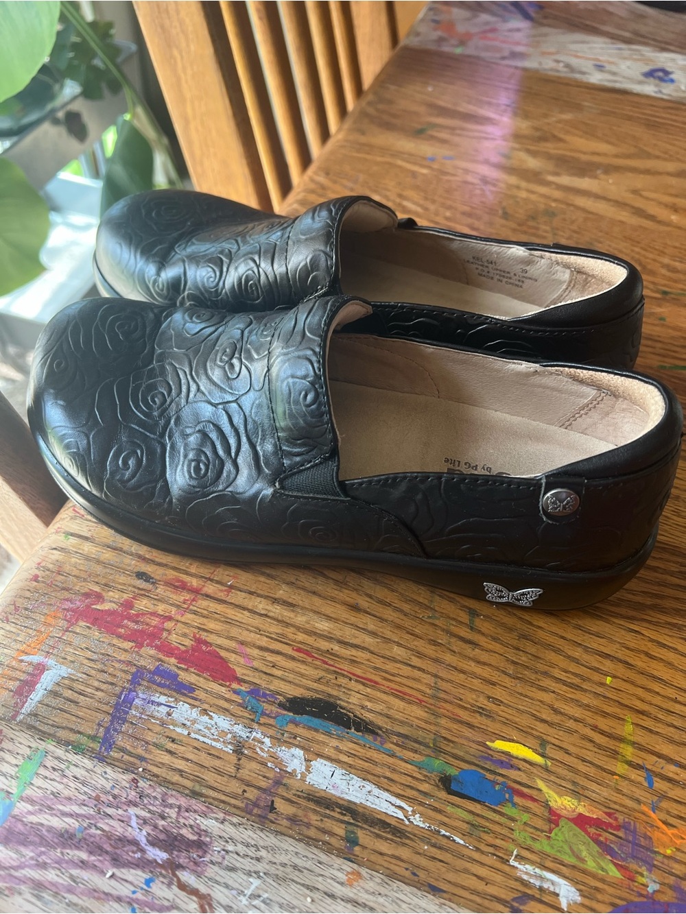 Alegria Black Leather Slip-On Shoe - Picture 2 of 4